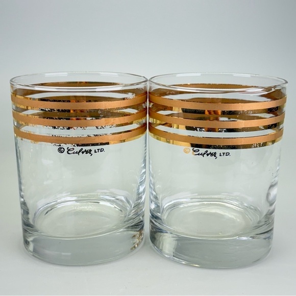 Vintage Mid Century Culver 22kt 
Gold Banded Glasses - Picture 7 of 12